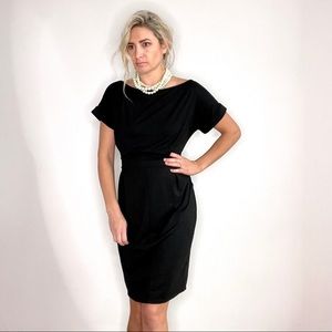 Black Short Sleeve Little Black Dress with tie back Large